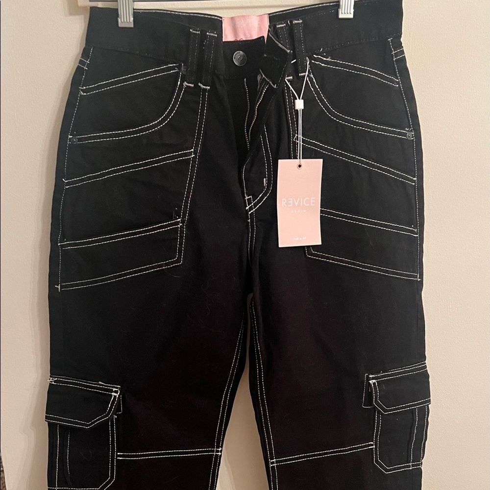 Revice Woman's Black Cargo Jeans NWT